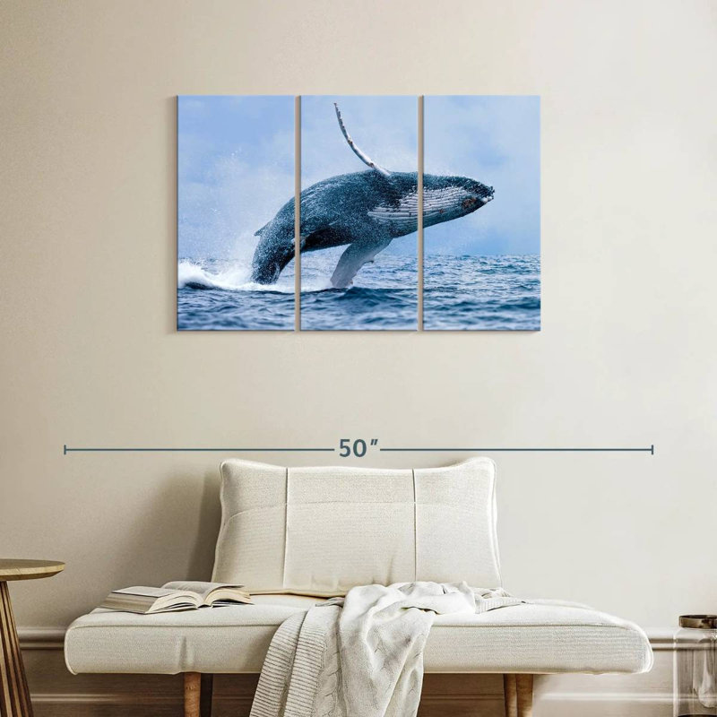 Brampt Leaping Humpback Whale, 24" H x 38" W