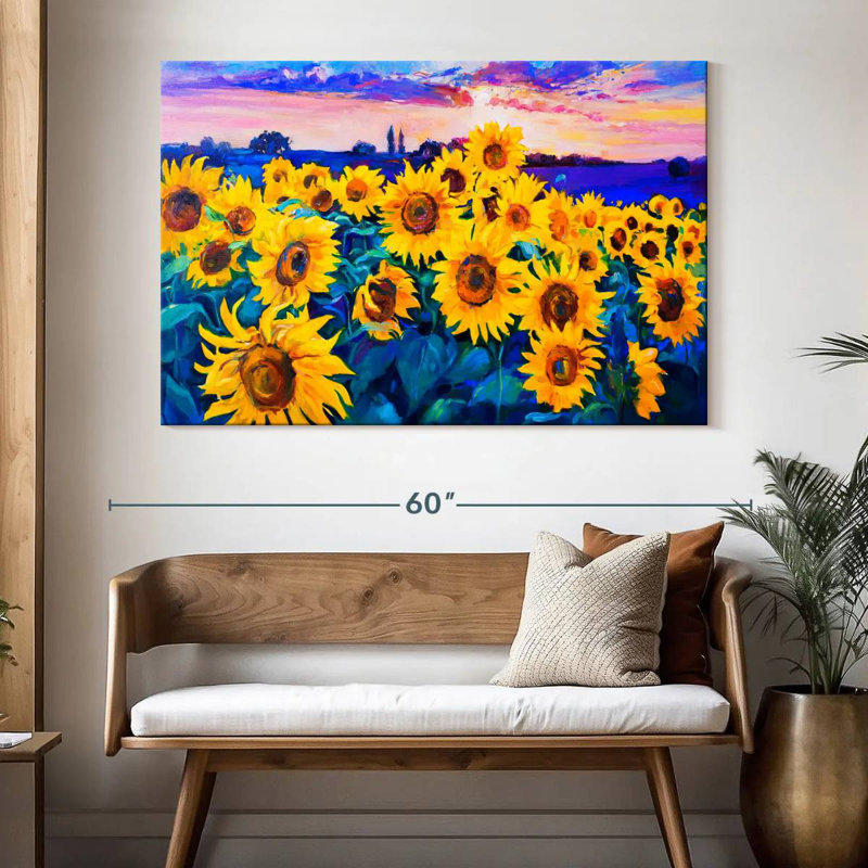 Acrylique floral Alvord, H 34 po x l 51 po