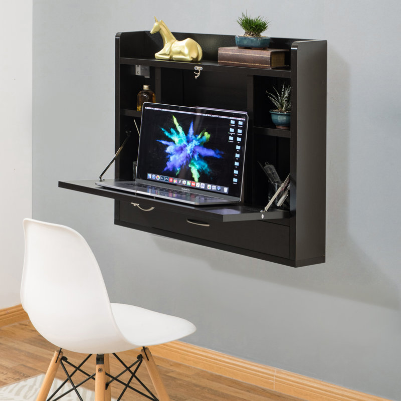 Bureau pliant mural Basicwise, Noir