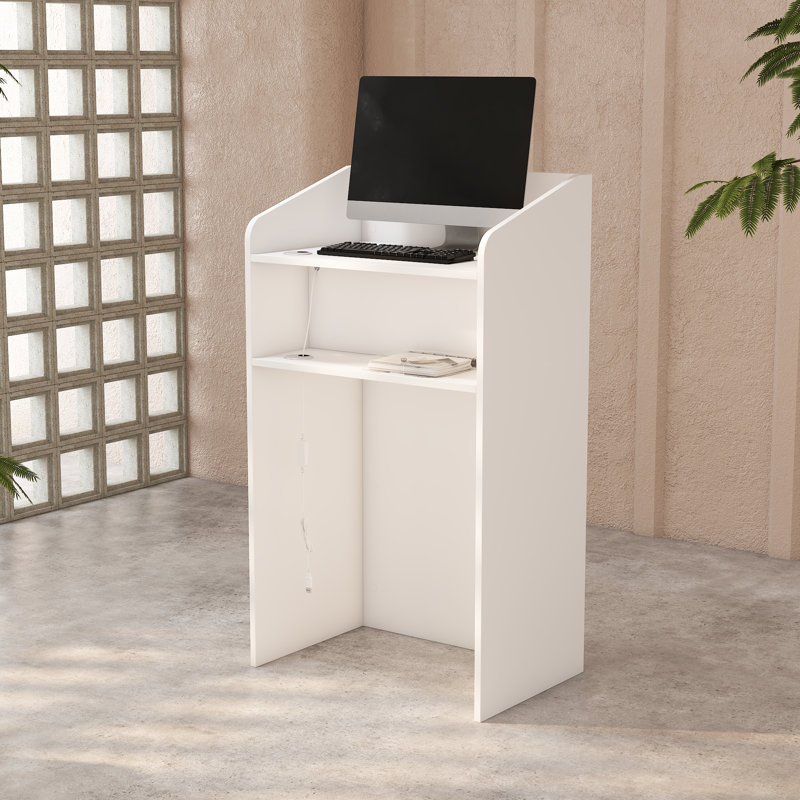 Compact Reception Desk With LED Light And Cable Management
