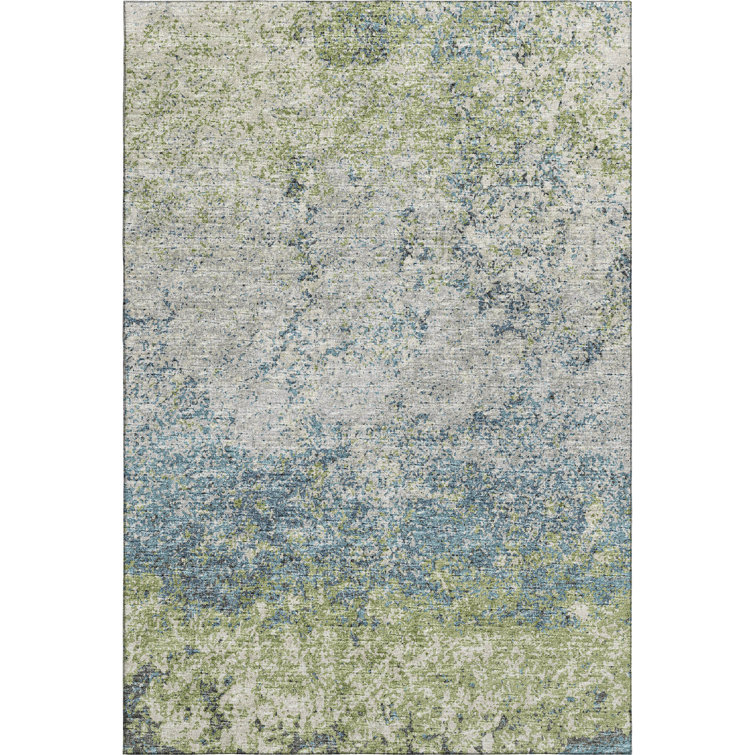 Premium Machine Washable Euriah Green Rug