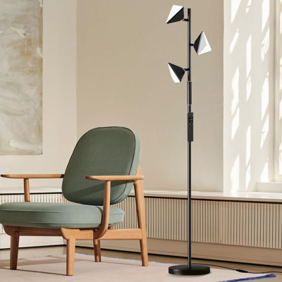 Lampe sur pied à DEL noire 68 po avec télécommande et contrôle tactile Makenzlee