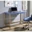 Bureau rectangulaire moderne en bleu marine et or, avec l 19,91 po x l 42,29 po x H 29,24 po, avec des accents dorés, poids 28,44 lb,
