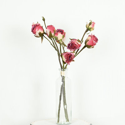 Arrangement floral de roses artificielles de 16 po dans un vase avec de l'eau artificielle et de la pierre, long feuillage floral de style campagnard, bouquet floral en vrac pour fête de mariage