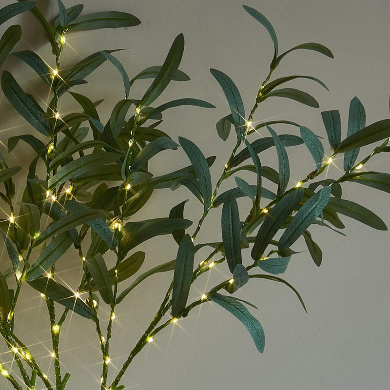 Ensemble de 3 branches d'olivier 29 "pour vases avec lumières à piles, branches d'olivier éclairées avec minuterie, tiges de verdure artificielle décor pour centres de table