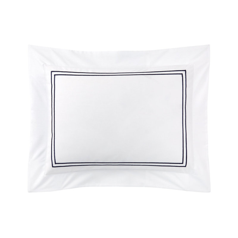 Duo Geometric Cotton Pillow Sham, Navy, Boudoir