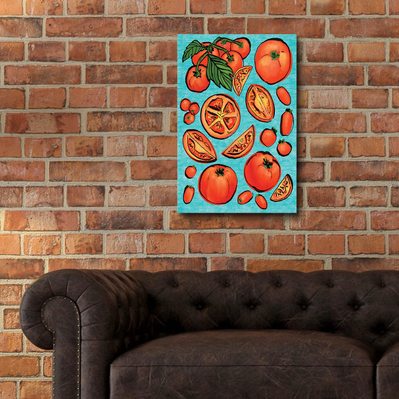 «Tomatoes» par Elizabeth Caldwell, art mural en verre acrylique, 24 po x 36 po, H 24 po x l 16 po