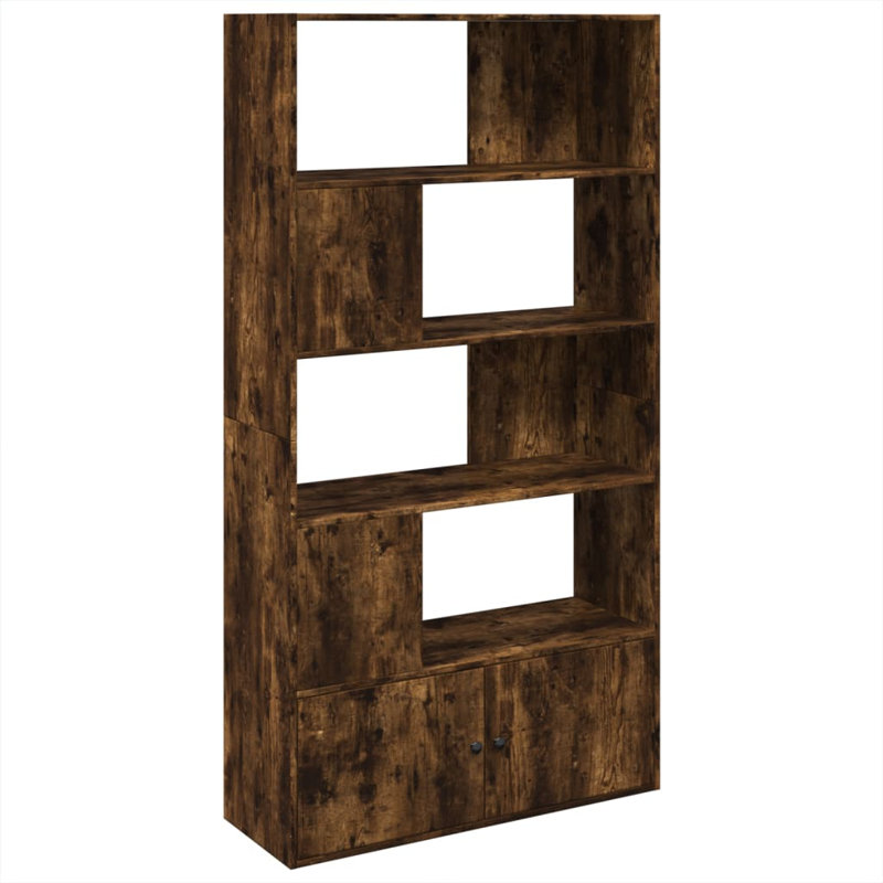 Augustinas 189cm H Bookcase, (5 Shelves) 189cm H x 100cm W x 36cm D, Smoked Oak