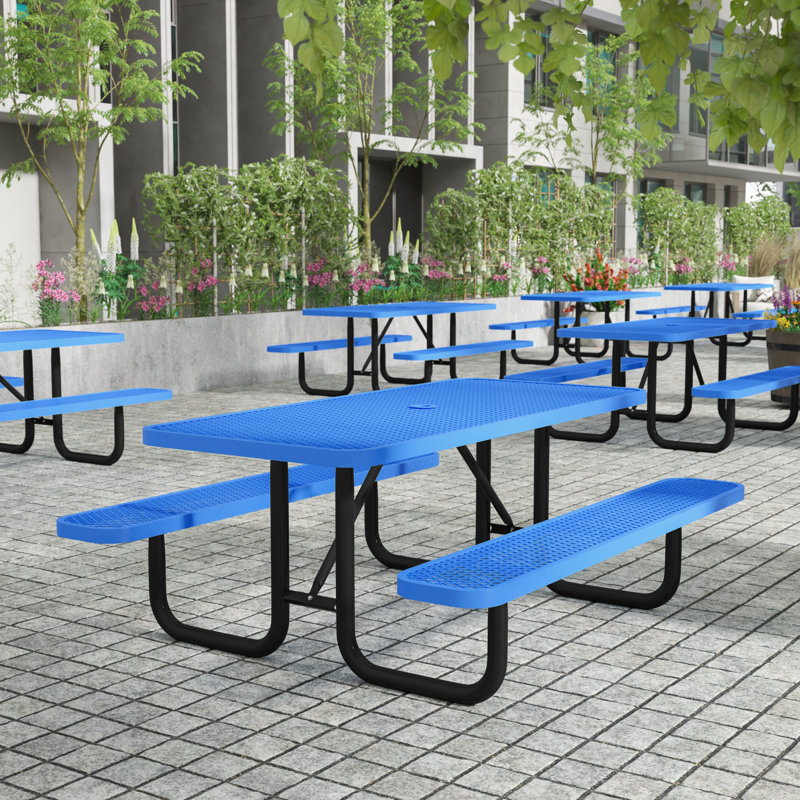 Table de pique-nique Hadleigh, Bleu, 29.5" H x 72.25" W x 61.75" D