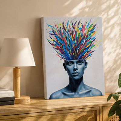 Toile, "Un portrait expressionniste saisissant" avec une tête d'art floral