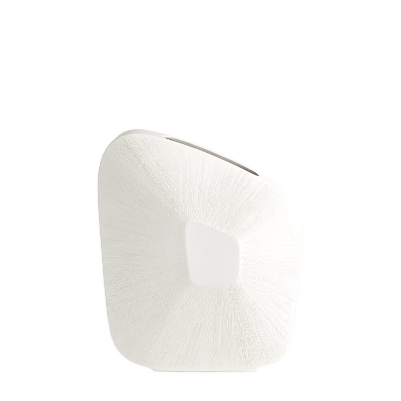 Vase de table en céramique, Blanc mat, H 17 po x l 14 po x P 5 po