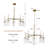5-Light Modern Gold Chandelier With Ripple Glass Shades, Adjustable Height Pendant Light
