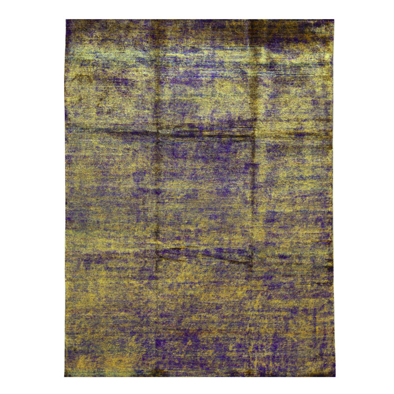 Silk Area Rug in Violet/Yellow