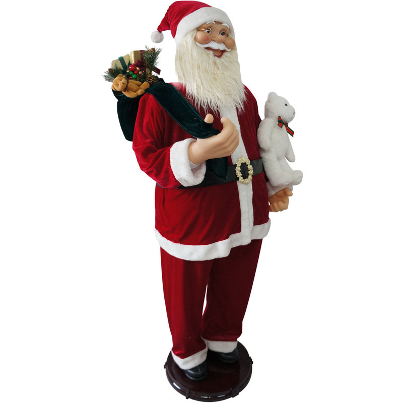 Life-Size Red Velvet Dancing Santa with Teddy Bear