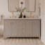 Meuble-lavabo à double cuve festonné 60 po - gris clair - avec plateau - boutons dorés-1868364701