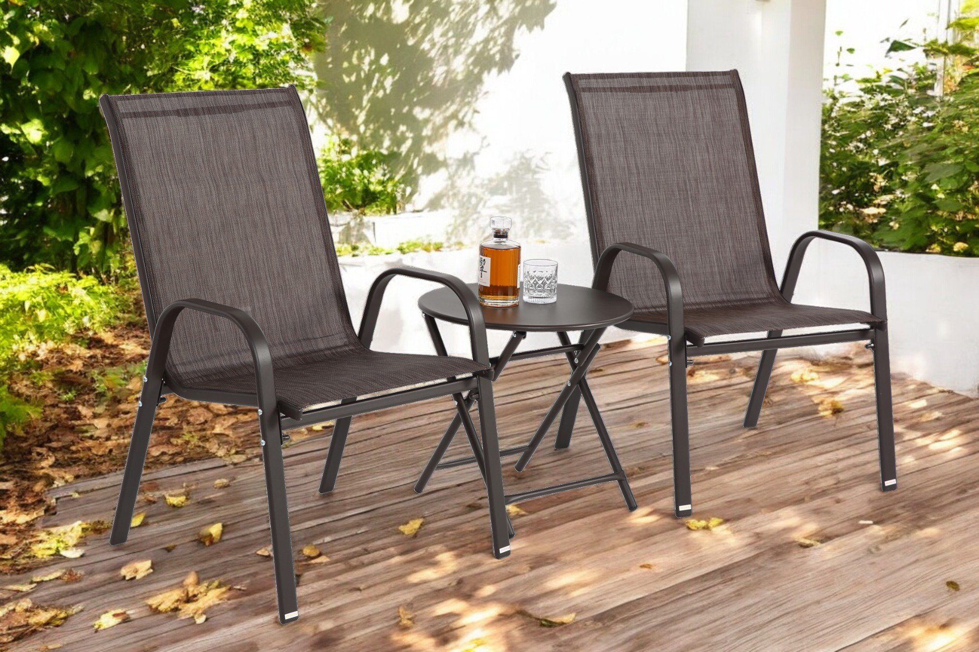 George Oliver 3-piece Patio Set - Folding Outdoor Chairs With ...