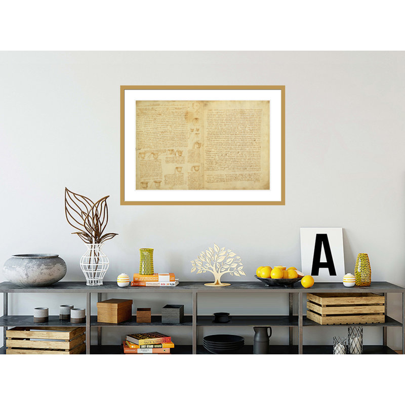 «A page from the Codex Chester» par Leonardo da Vinci, impression giclée encadrée, H 30,14 po x l 41,5 po
