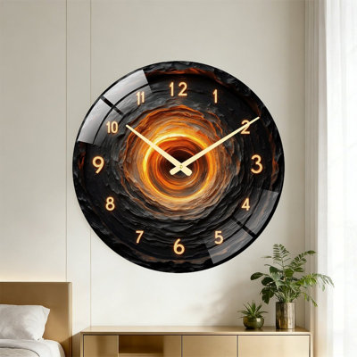 Stylish Unique Spiral Wall Clock Home Decor Art - 24‘’ Modern Glass Wall Clock
