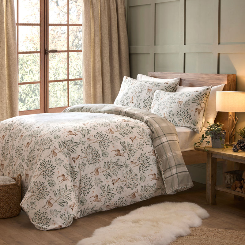 Forest Animals Cotton Animal Print Duvet Cover Set with Pillowcases, Single Duvet Cover + 1 Standard Pillowcase