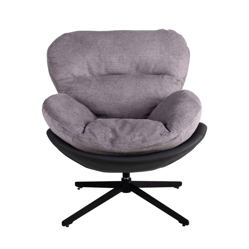 Gray 360° Swivel Chair - Dual Material, Chenille & Faux Leather, Construction For Various Rooms Modern Chair, Gray, Rotation, Ergonomic Design A Stylish Office