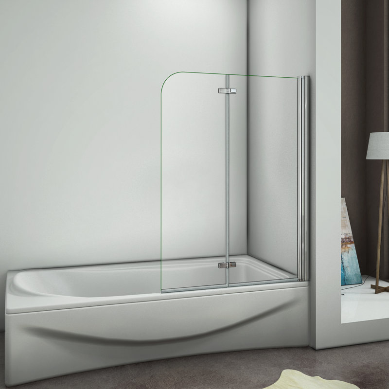 180 Hinge 2 Fold Bath Shower Screen Door Panel 1400mm Height,  1000cm W, Nickel