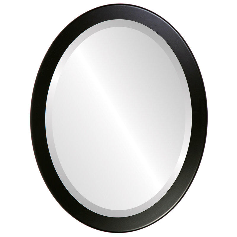 Azalaya Oval Mirror, 18" H x 14" W, Matte Black