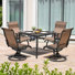 Patio 5-piece PVC-coated polyester Swivel Dining Set With Umbrella Hole