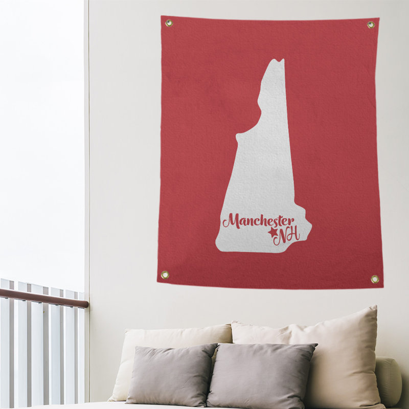 Tapisserie murale new hampshire manchester, H 80 po x l 59 po, Rouge