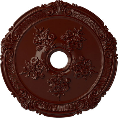 Endurathane Attica with Rose Ceiling Medallion, 26"OD x 3 3/4"ID x 1 1/2"P (Fits Canopies up to 4 1/2"), Hand-Painted Brushed Mahogany Finish