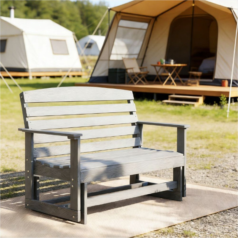 Banc oscillant pour deux personnes en PEHD résistant aux intempéries avec finition gris neutre