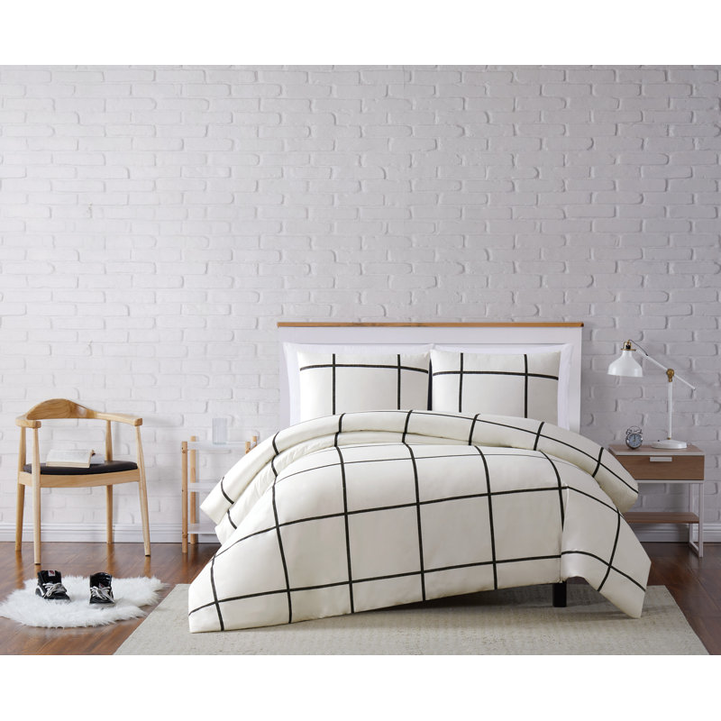 Kurt Windowpane Duvet Cover Set, Queen Duvet Cover + 2 Shams