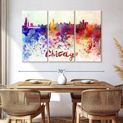 Chicago Skyline Colors, reproduction d'art sur toile