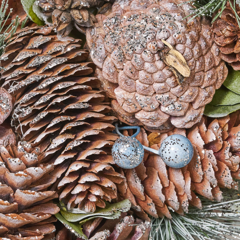 Faux Pinecone Pinecones 18.5'' Wreath, Natural/White