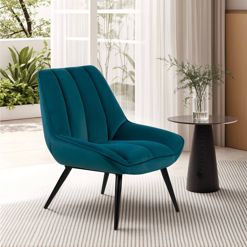 Chaise d'appoint en métal et tissu Vyte, Polyester vert