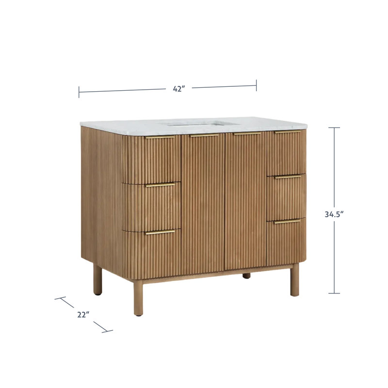 Kensington 42" Single Bathroom Vanity in Reeded Birch, Natural Reeded Birch