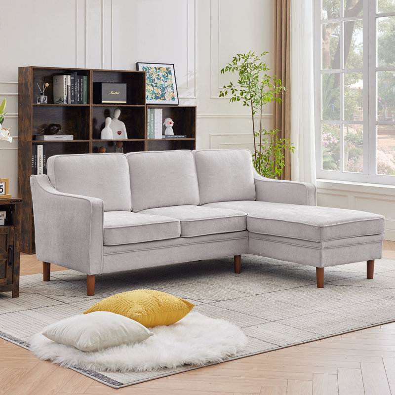 Canapé modulaire réversible 2 pièces Azriah, Chenille argentée