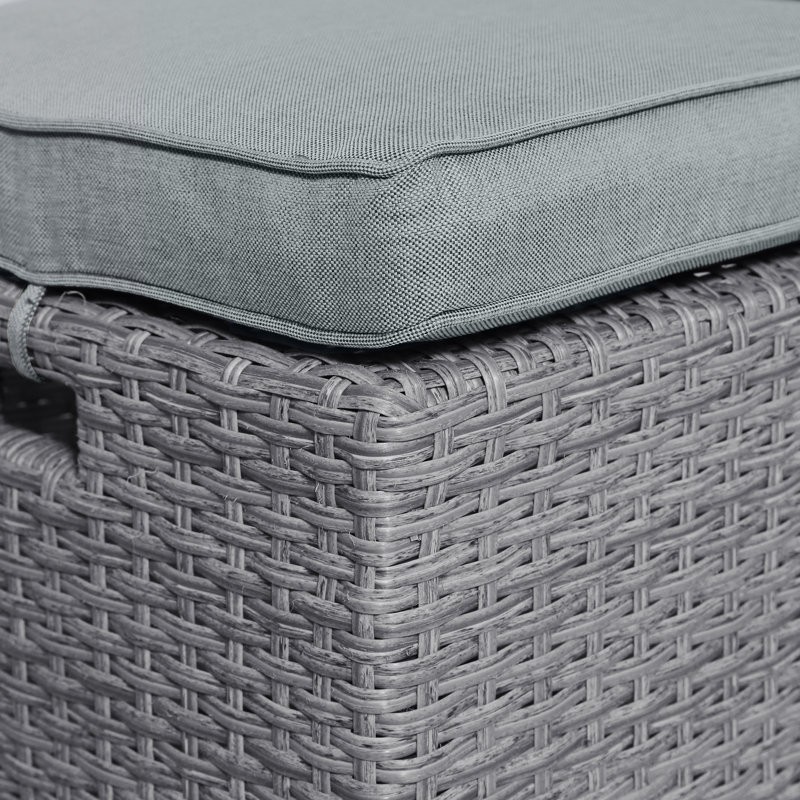 Ensemble de jardin en rotin 6 pièces avec canapé, chaise, tabourets et table , Gris, Gris