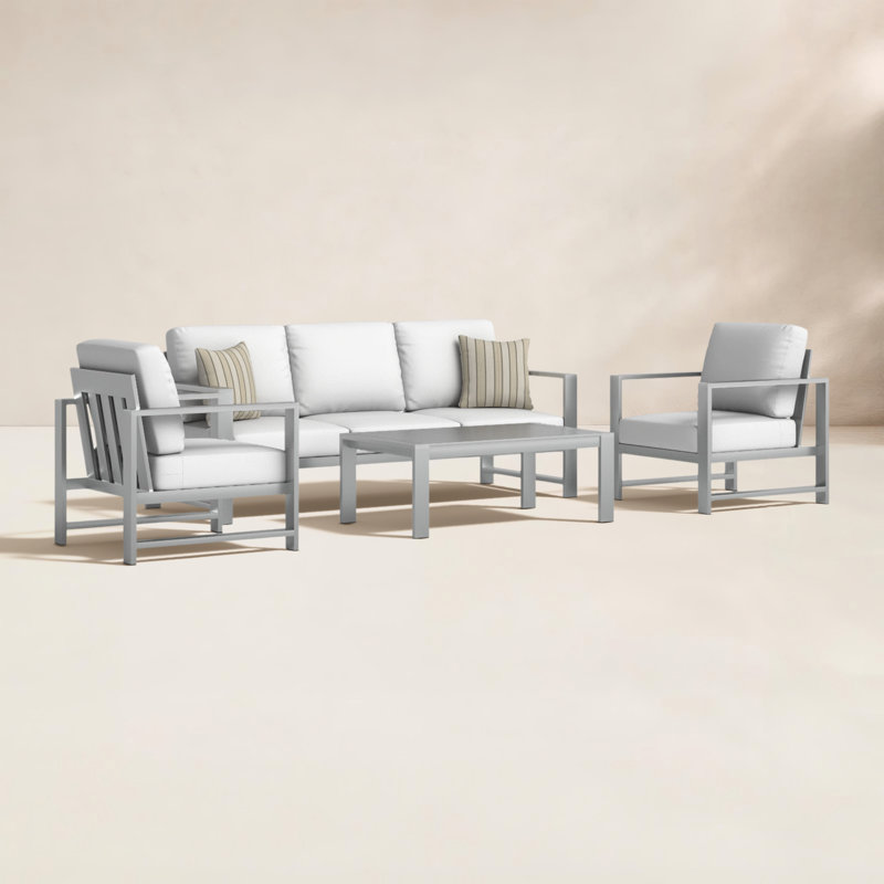 Dulcie 5-Person Seating Set with Sunbrella® Cushions, Canvas White Sunbrella® Canvas