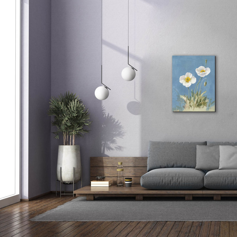 «White Poppies 1 No Butterfly» par Danhui Nai, art mural sur toile, H 34 po x l 26 po