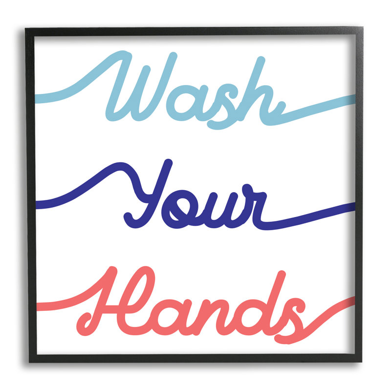 «Wash Your Hands», art mural sur toile tendue par Daphne Polselli, H 17 po x l 17 po x P 1,5 po, Giclée encadrée noir minuit