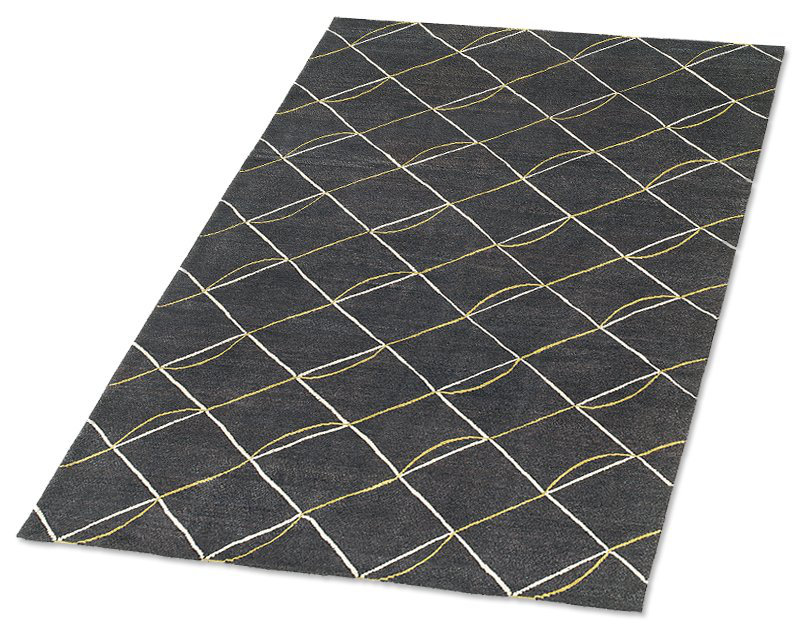 Archloop Geometric Area Rug in Gray/White/Yellow, Rectangle 9' x 12'