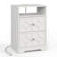 Table de chevet 18 po en bois blanc avec 2 tiroirs et station de charge-229168919