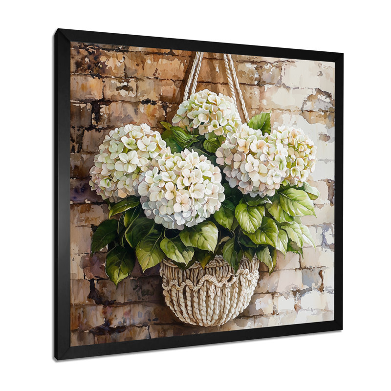 Hydrangeas In A Macrame II - Hydrangea, art mural sur toile, Reproduction encadrée d'une seule photo, Noir, noir, noir, noir