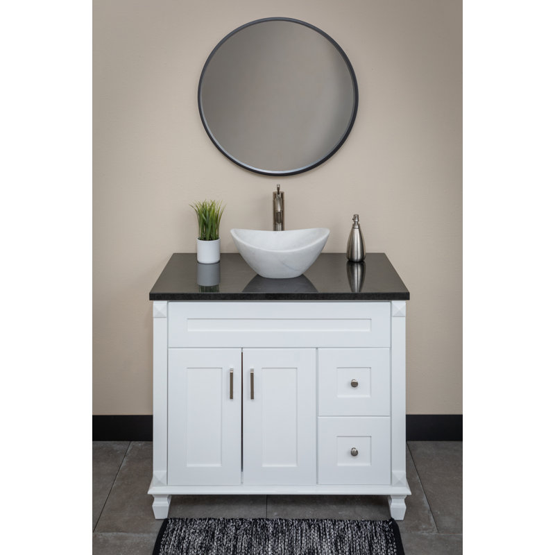 Lavabo de salle de bain ovale fait à la main Canoe Stone, Blanc sablé