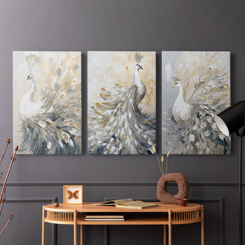 Peakcock  Series  LXXXIII  -Premium Gallery Wrapped Canvas Set -Ready to Hang, 12" H x 8" W x 1.1665" D