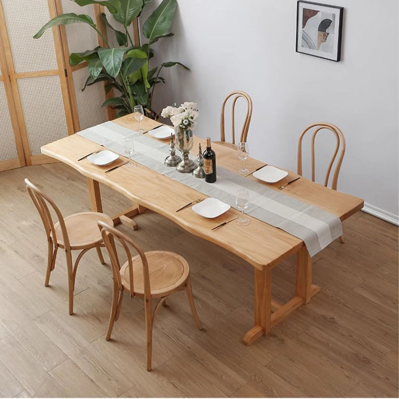 Burlywood Rectangular Solid Wood Dining Table, H 29,53 po x L 62,99 po x l 27,56 po