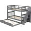 Lit superposé gris avec lit gigogne simple et option de rangement Twintwin - Stable à assemblage facile-38230262