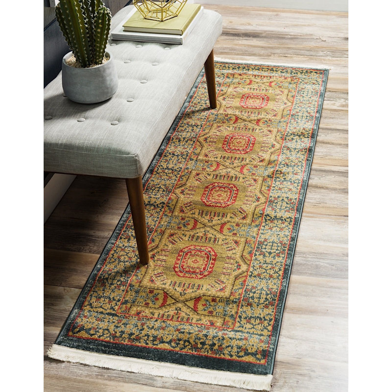 Tapis à motif oriental brun Palazzo, Tapis de couloir 2 pi 7 po x 10 pi