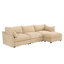 Canapé modulaire en L en chenille 3 places avec 1 repose-pieds mobile, accoudoirs en forme de croissant et coussins de dossier et d'accoudoirs enveloppants pour l'espace de vie-428833737