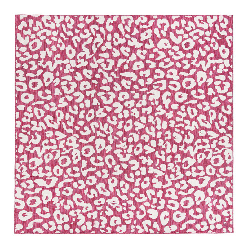 Magenta/Ivory Indoor/Outdoor Rug, Square 10'